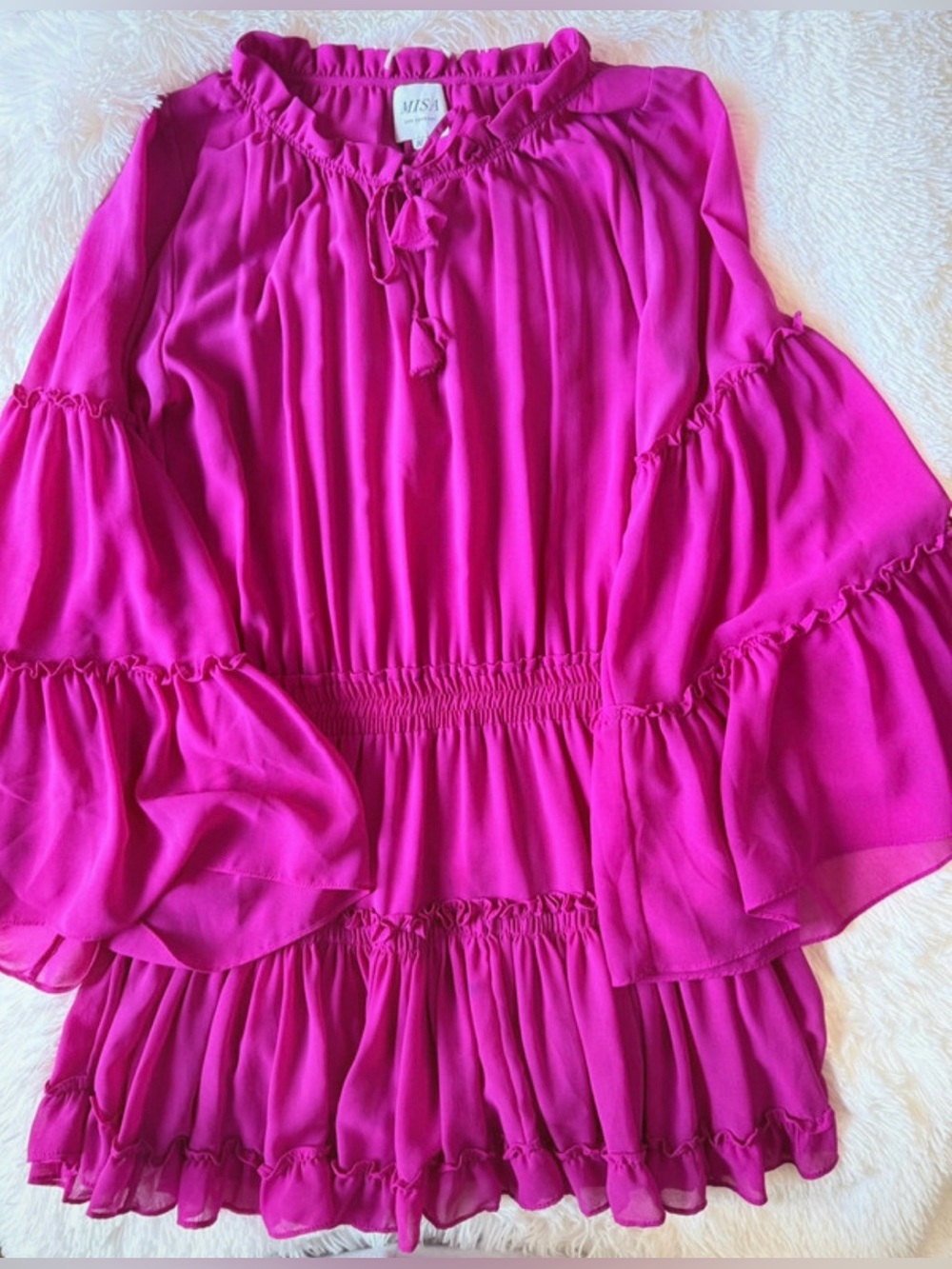 Misa Los Angeles Fuchsia Tiered Mini Dress - Picture 1 of 10